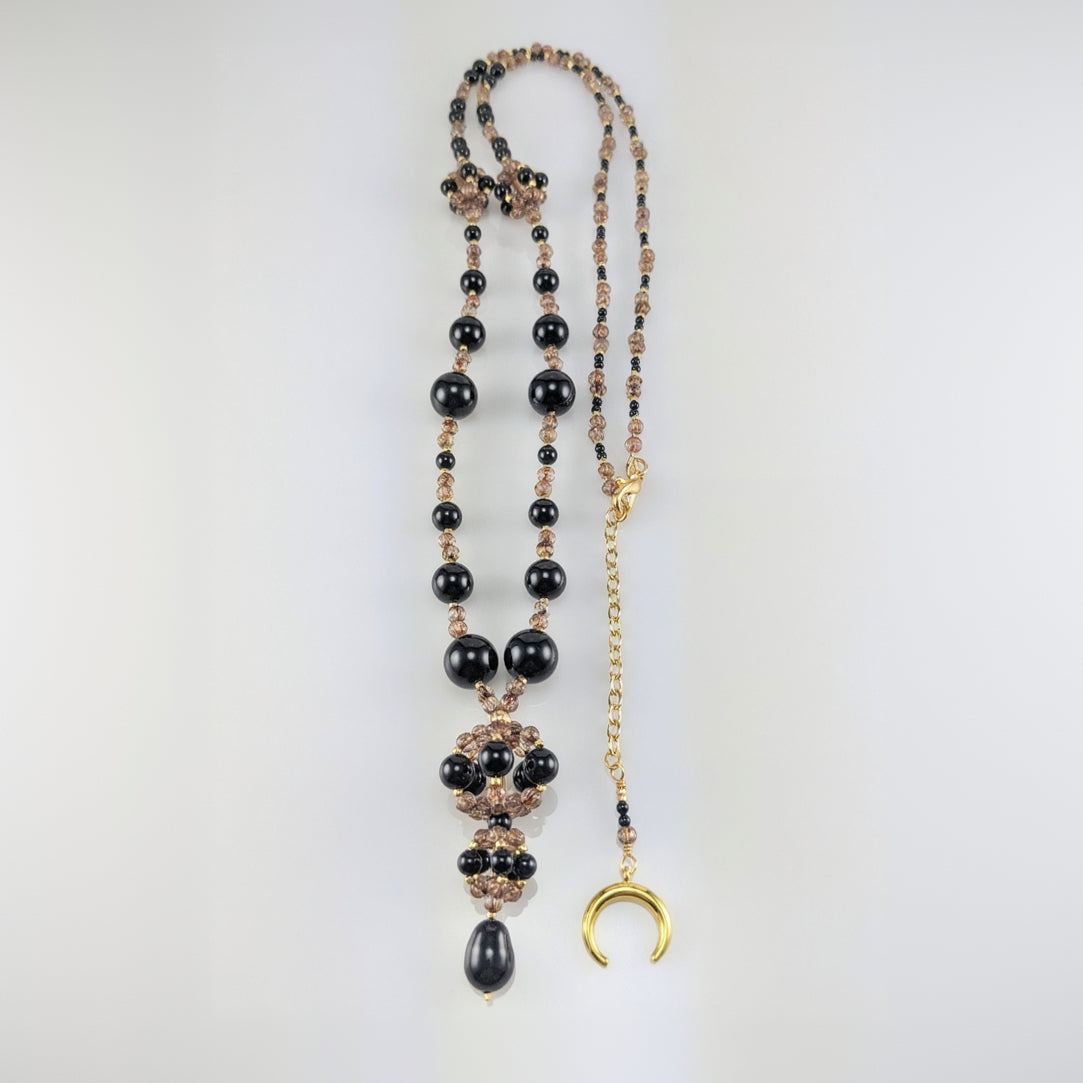 Mystic black crystal pearl necklace