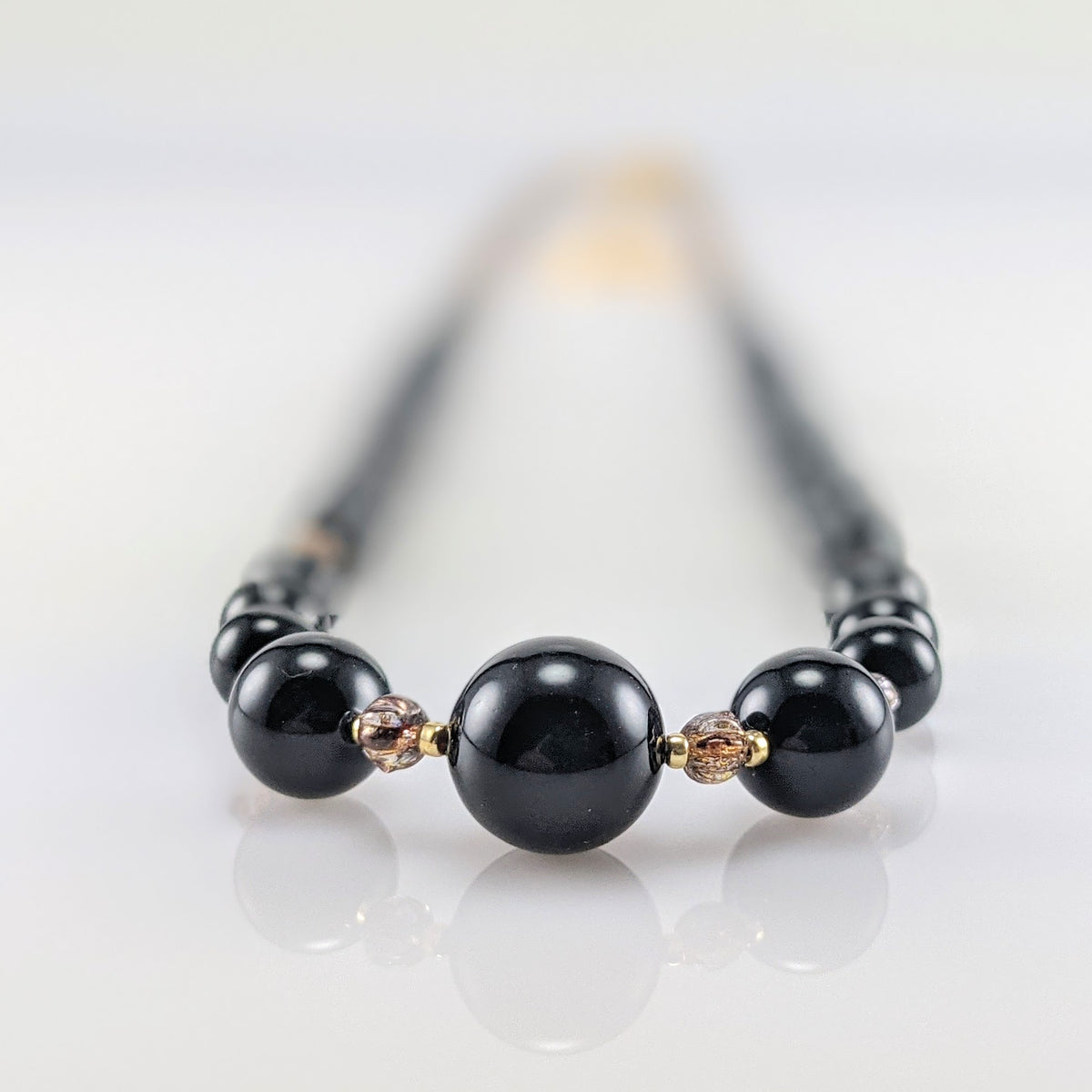 Mystic black crystal pearl necklace
