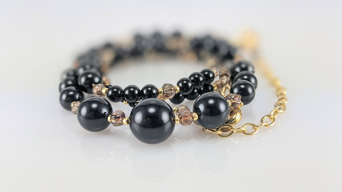 Mystic black crystal pearl necklace