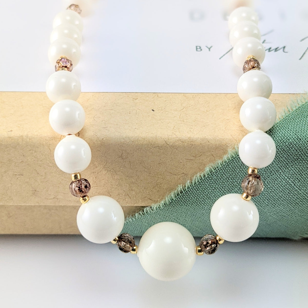 Ivory crystal pearl necklace