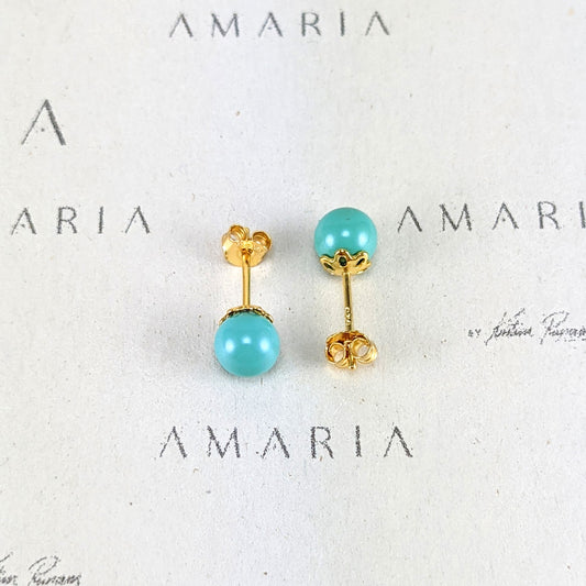Jade crystal pearl studs