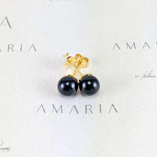 Mystic black crystal pearl studs
