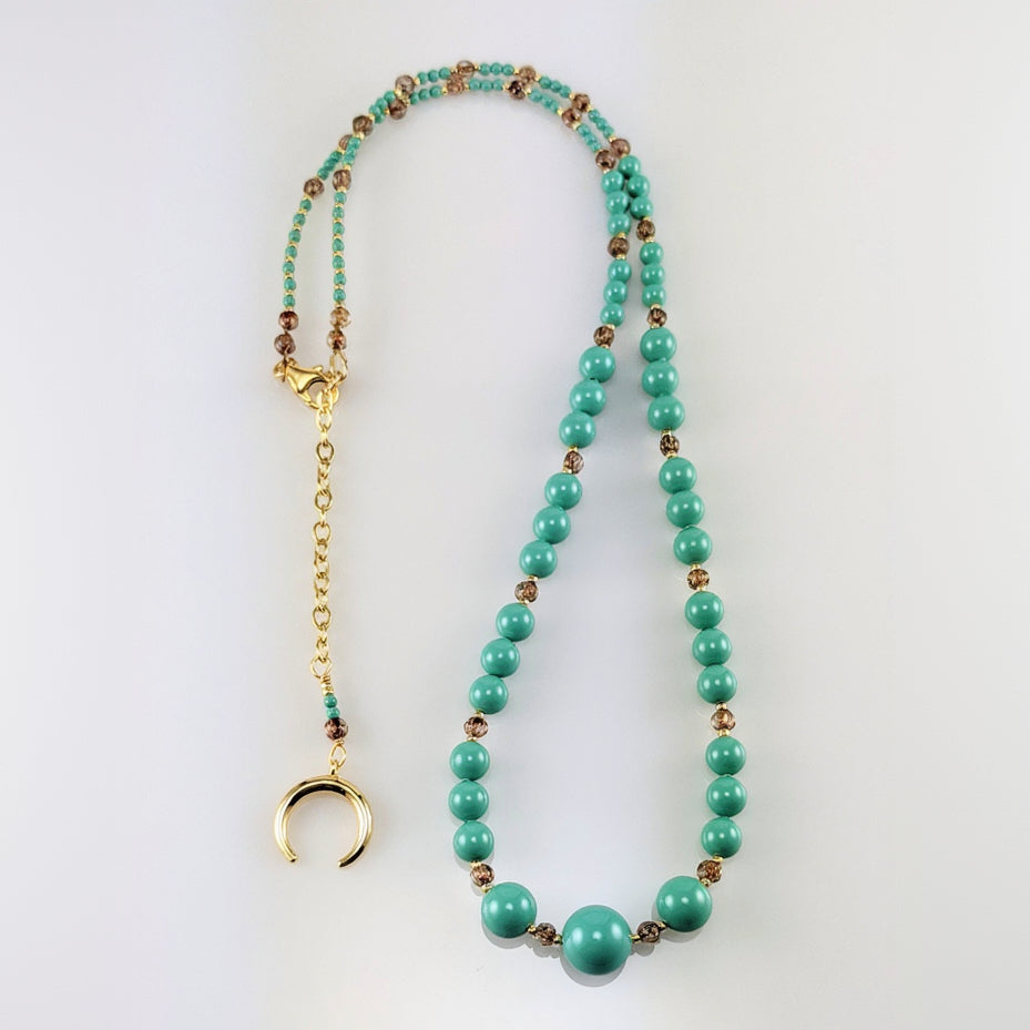 Jade crystal pearl necklace