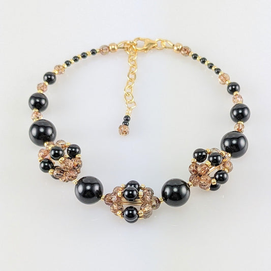 Mystic black crystal pearl bracelet