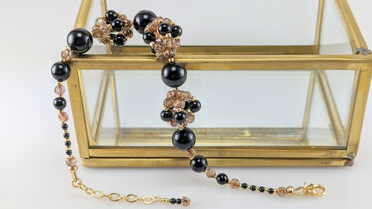 Mystic black crystal pearl bracelet