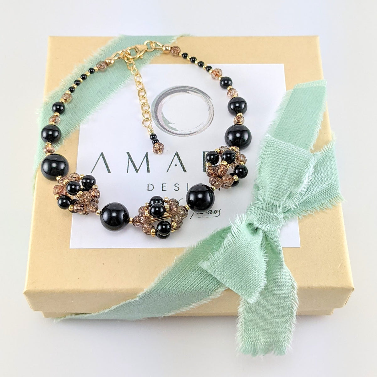 Mystic black crystal pearl bracelet