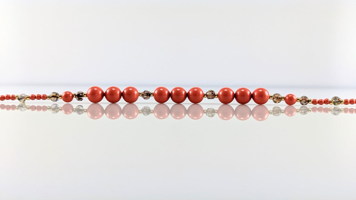 Coral crystal pearl bracelet