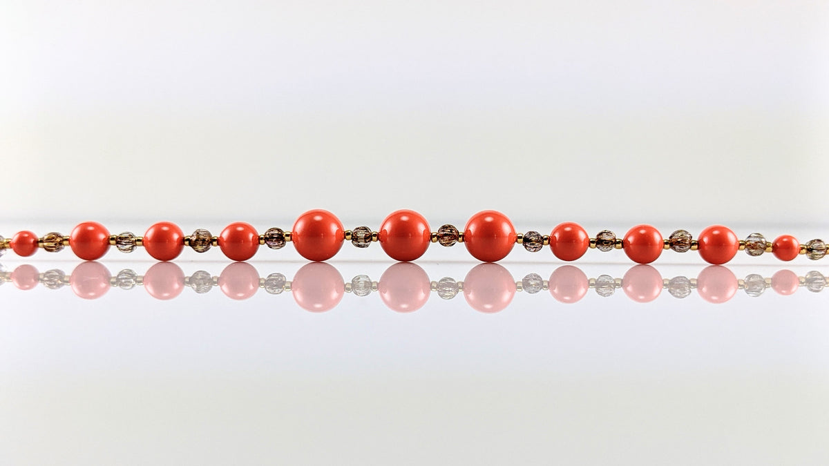 Coral crystal pearl bracelet