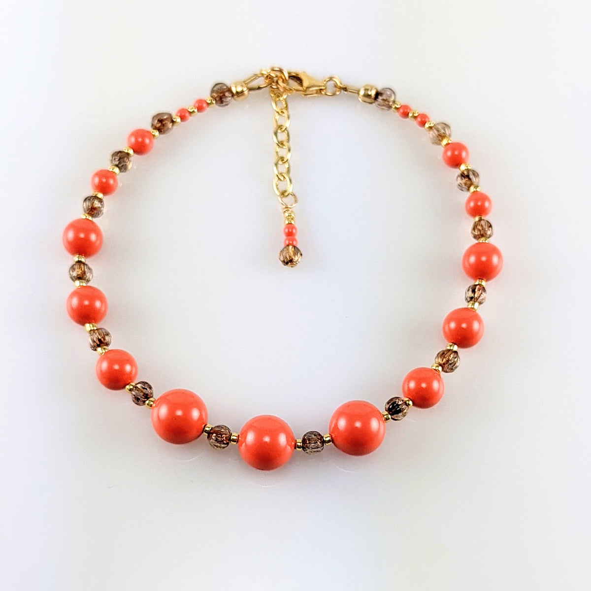 Coral crystal pearl bracelet