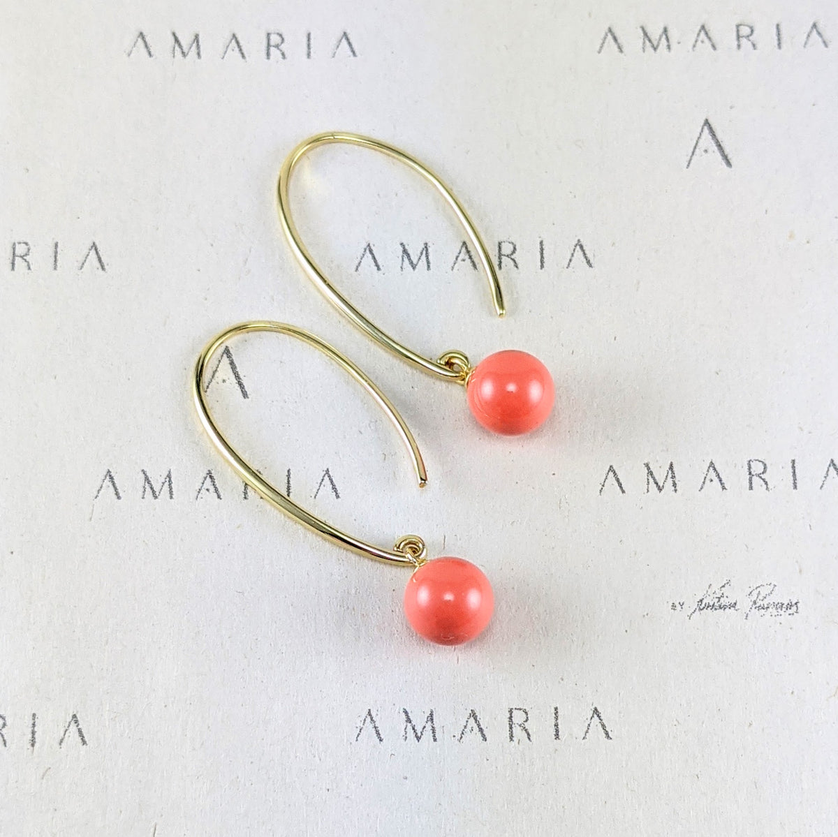 Coral crystal pearl earrings