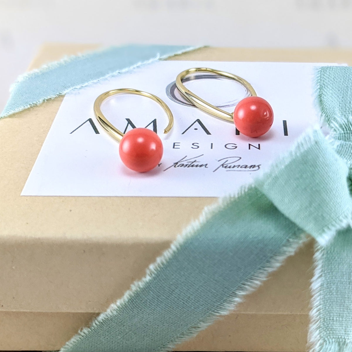 Coral crystal pearl earrings