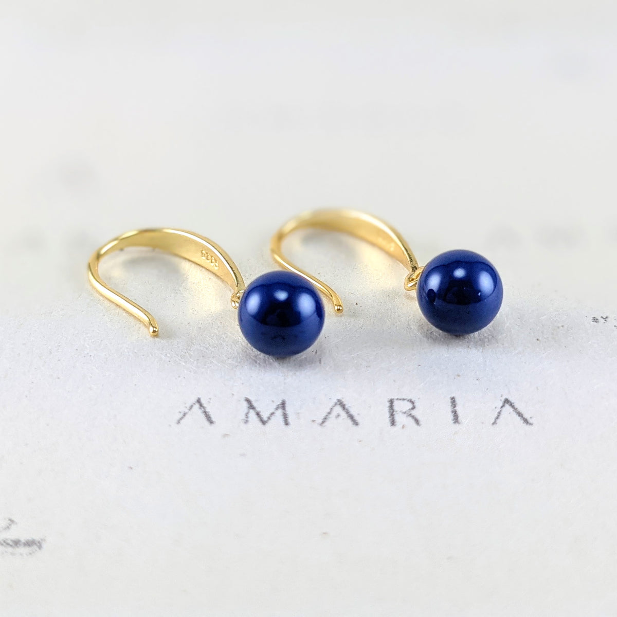 Dark lapis crystal pearl earrings
