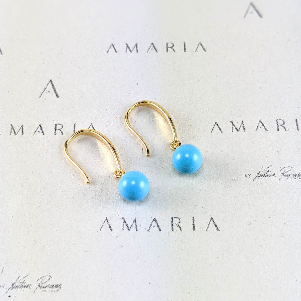 Turquoise blue crystal pearl earrings