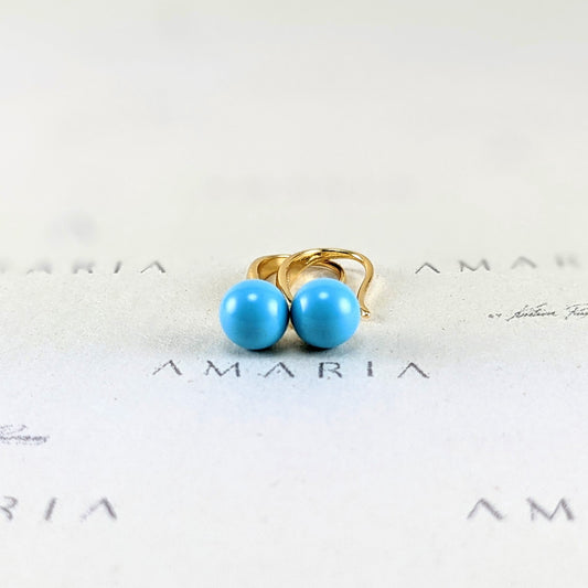 Turquoise blue crystal pearl earrings