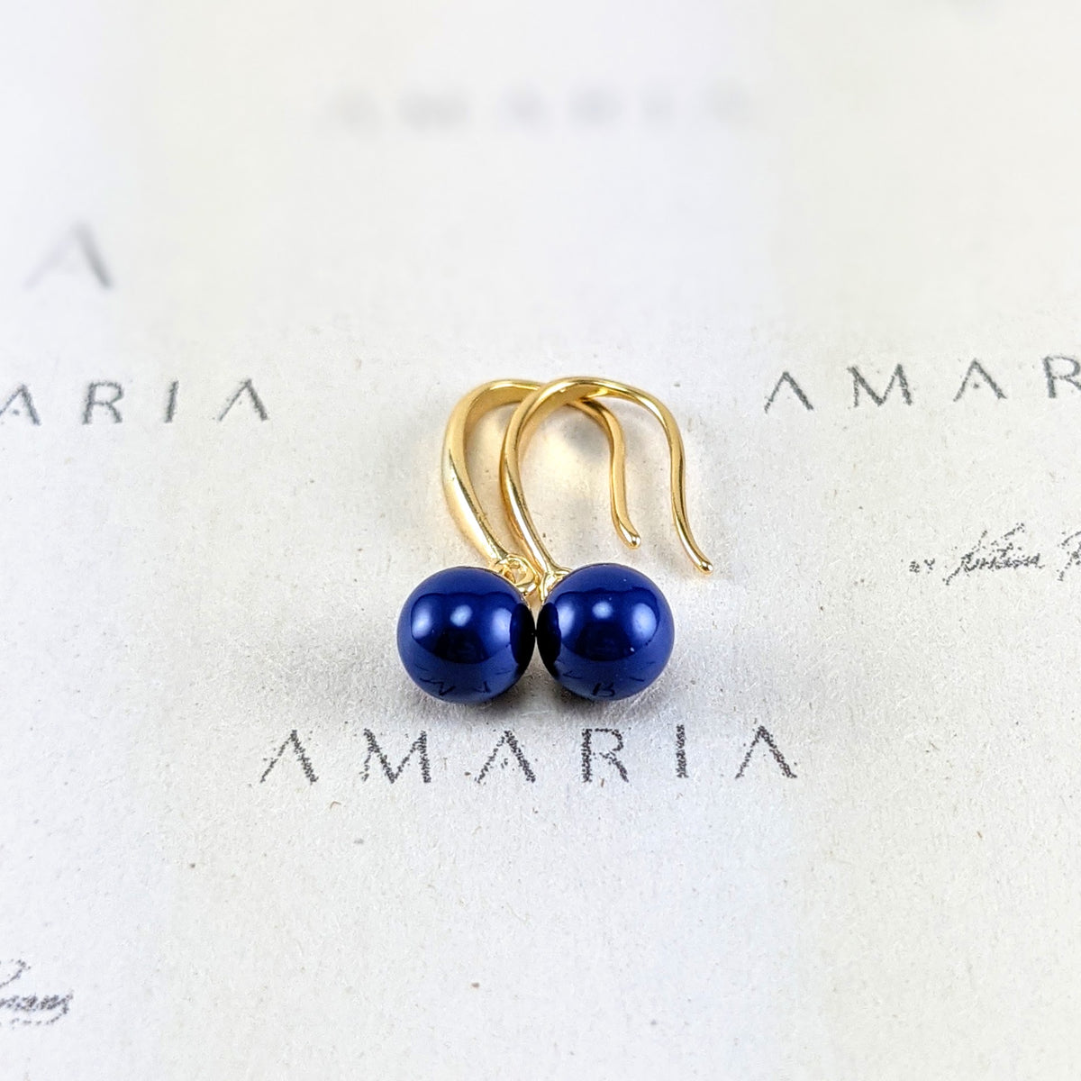 Dark lapis crystal pearl earrings