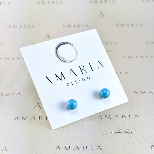 Turquoise blue crystal pearl studs