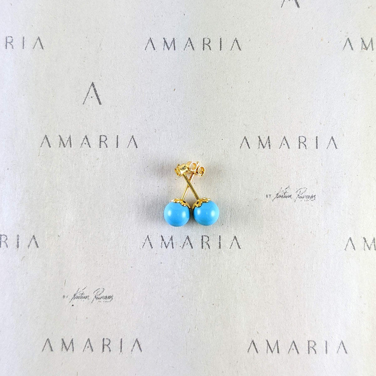 Turquoise blue crystal pearl studs