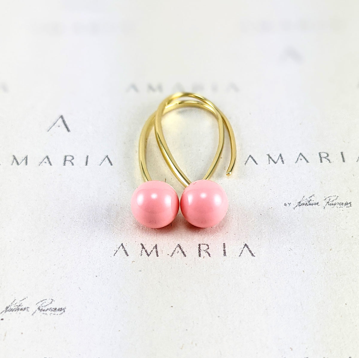 Pink crystal pearl earrings