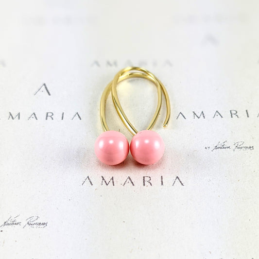 Pink crystal pearl earrings