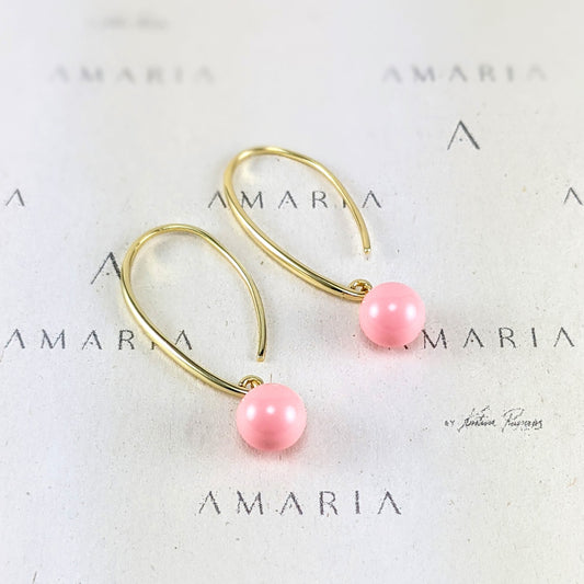 Pink crystal pearl earrings