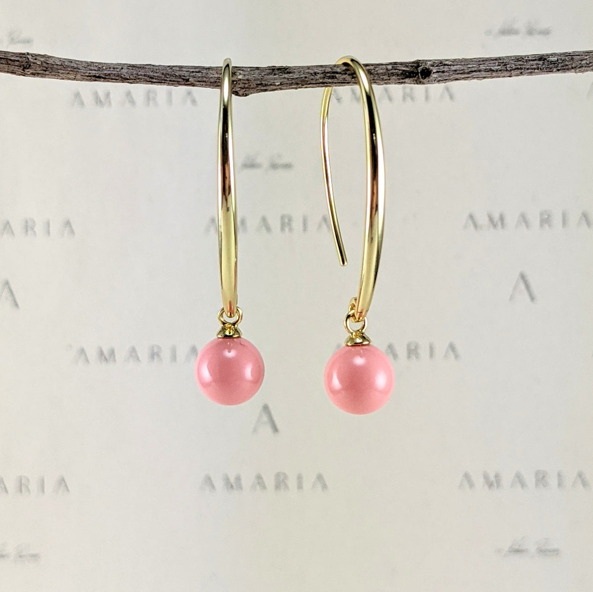 Pink crystal pearl earrings