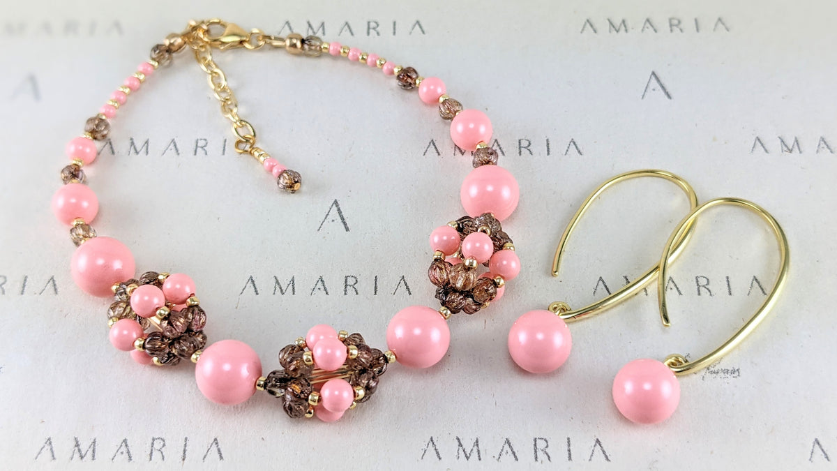 Pink crystal pearl bracelet