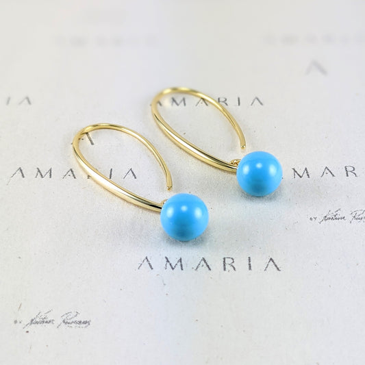 Turquoise blue crystal pearl earrings
