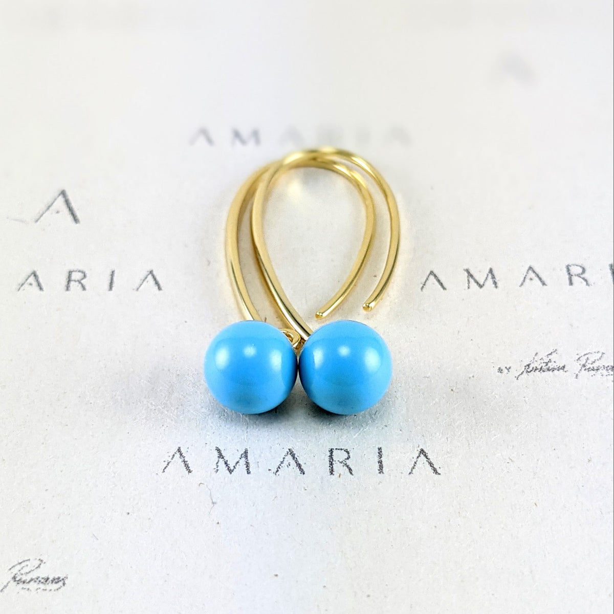 Turquoise blue crystal pearl earrings
