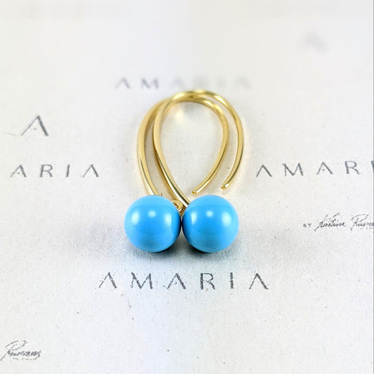 Turquoise blue crystal pearl earrings