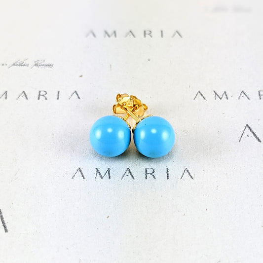 Turquoise blue crystal pearl studs