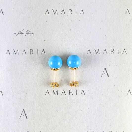 Turquoise blue crystal pearl studs
