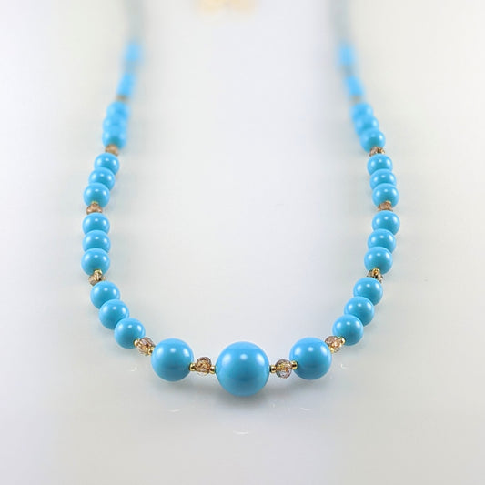 Turquoise blue crystal pearl necklace