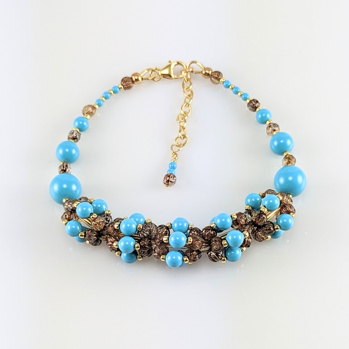 Turquoise blue crystal pearl bracelet