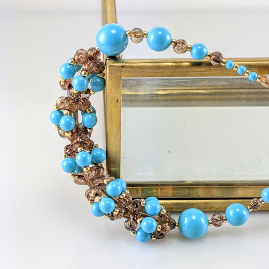 Turquoise blue crystal pearl bracelet