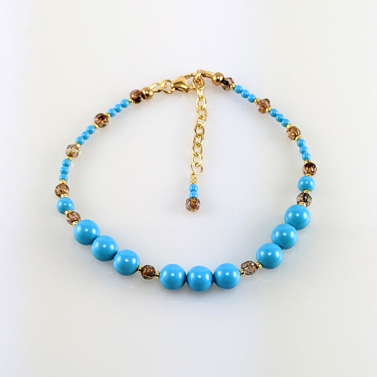 Turquoise blue crystal pearl bracelet