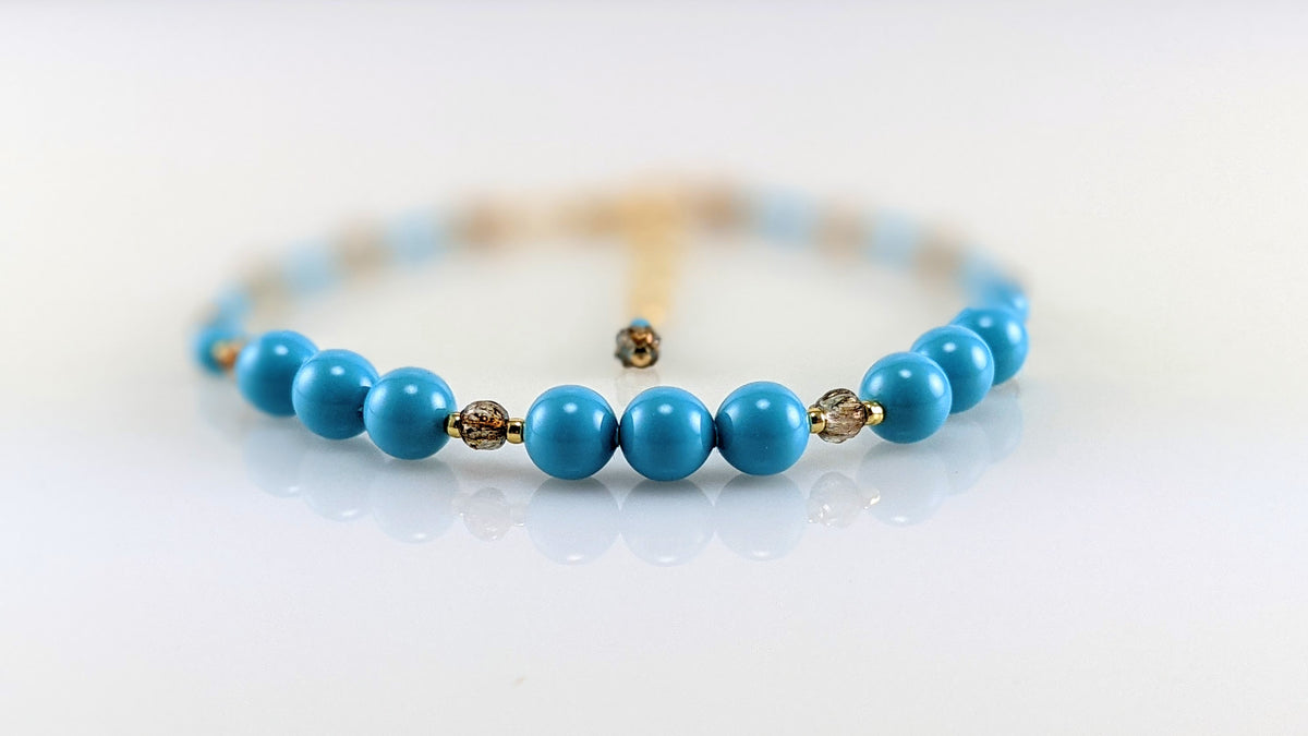 Turquoise blue crystal pearl bracelet