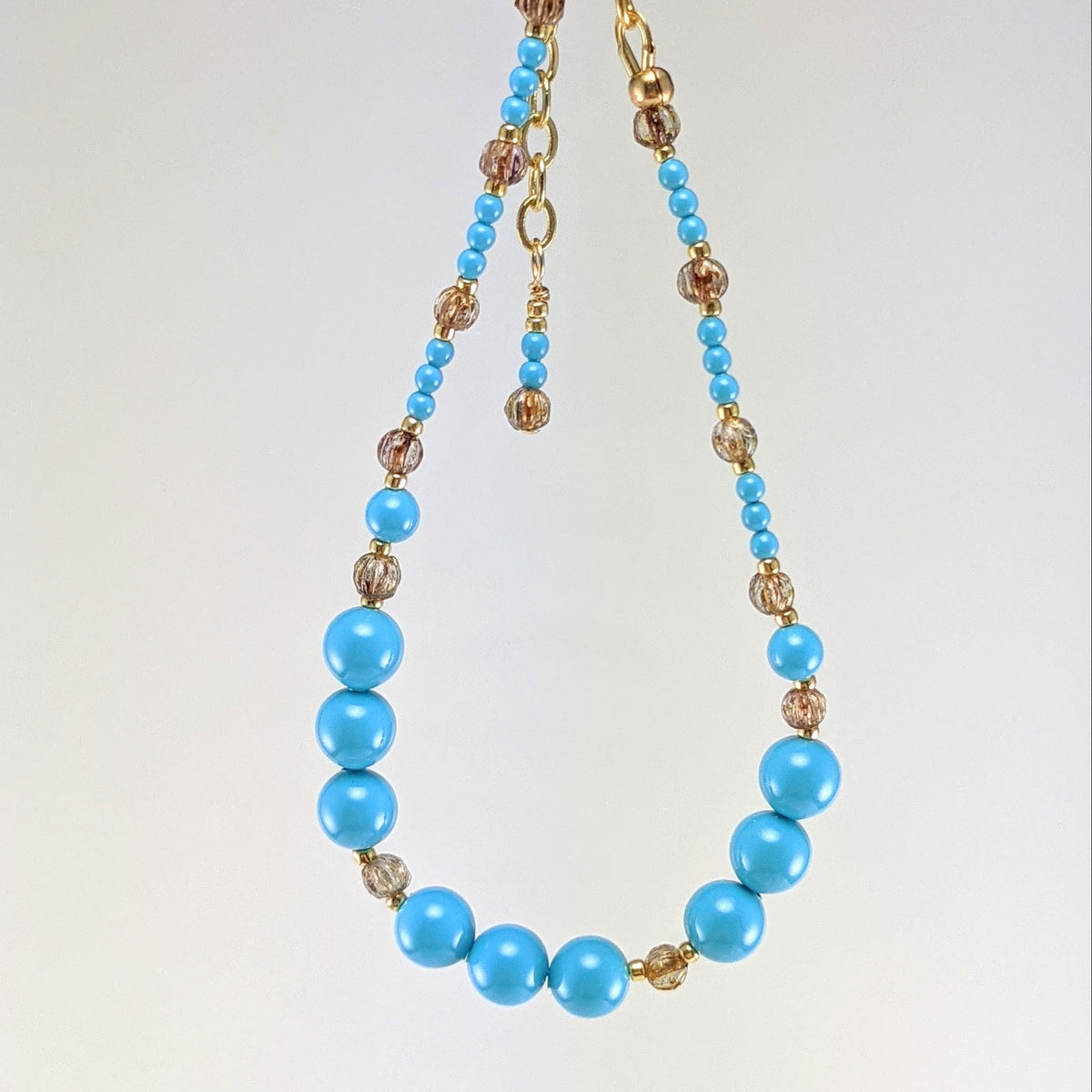 Turquoise blue crystal pearl bracelet