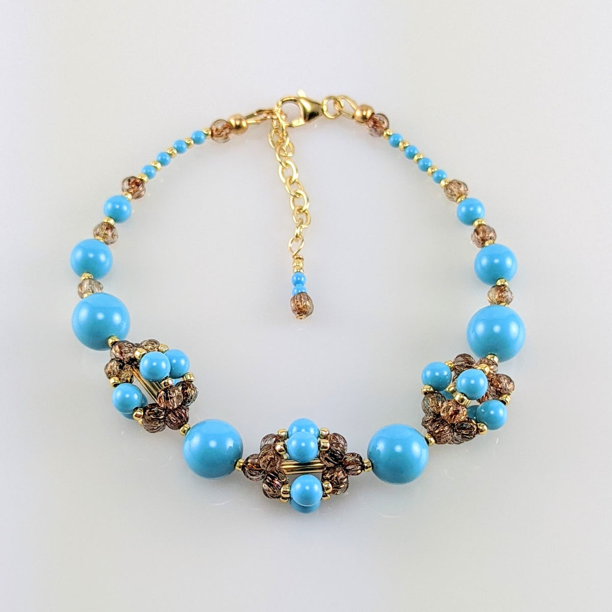 Turquoise blue crystal pearl bracelet
