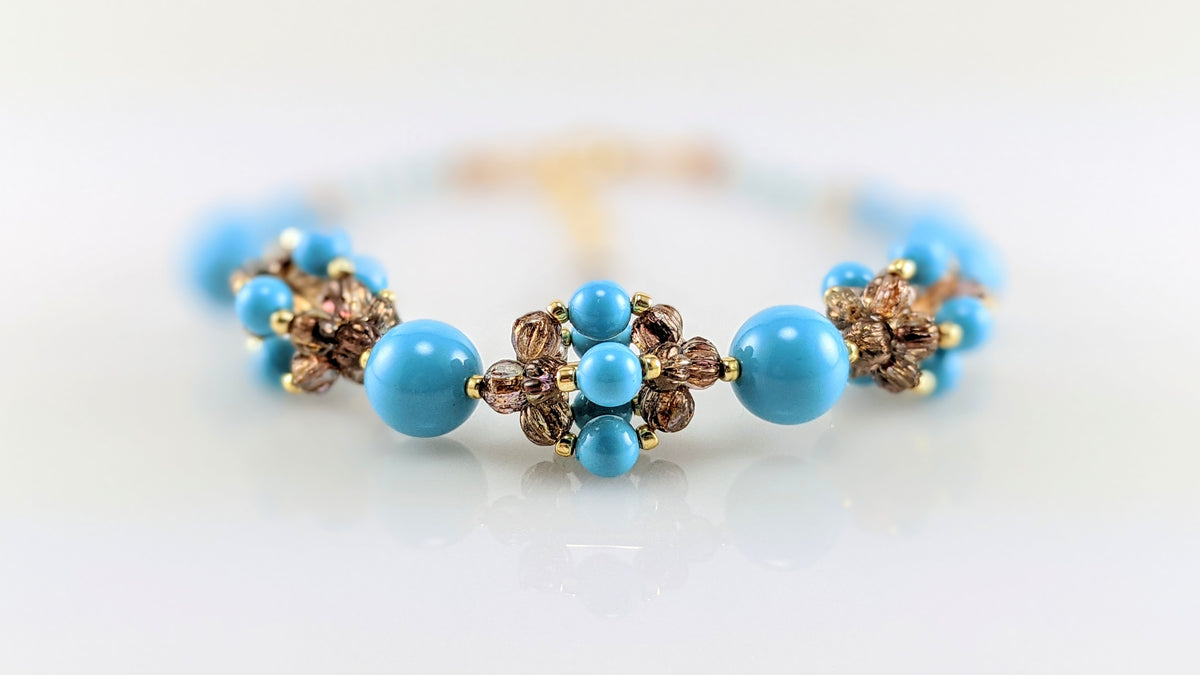 Turquoise blue crystal pearl bracelet