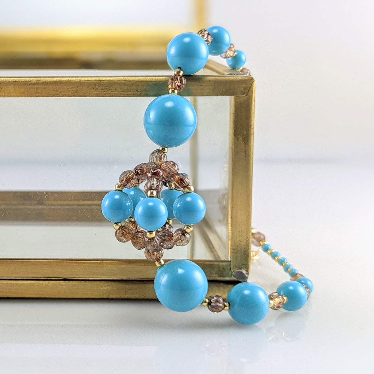 Turquoise blue crystal pearl bracelet