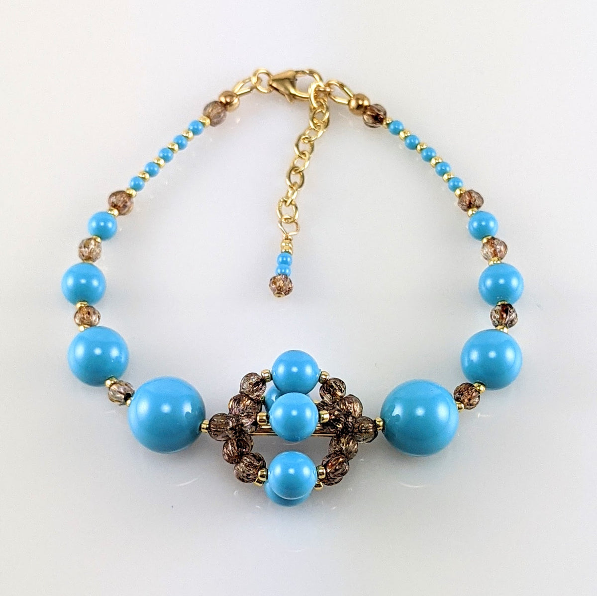 Turquoise blue crystal pearl bracelet