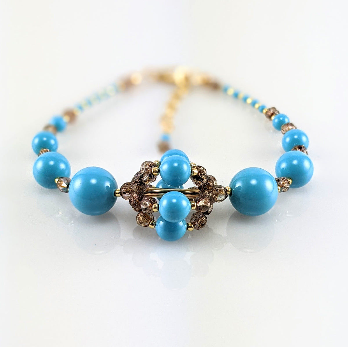 Turquoise blue crystal pearl bracelet