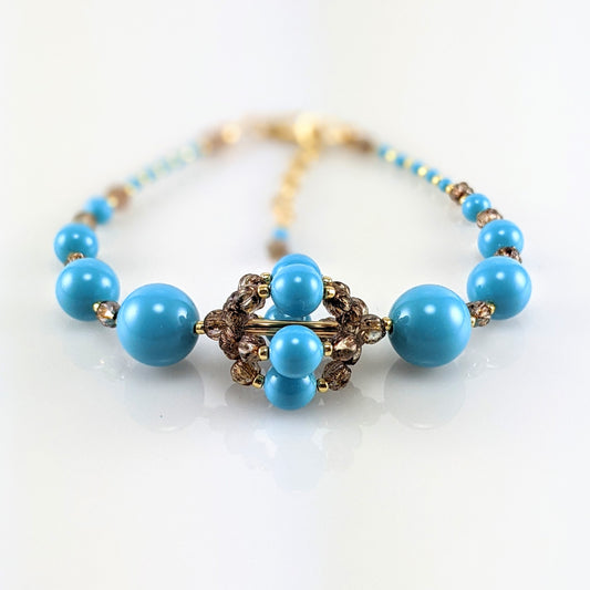 Turquoise blue crystal pearl bracelet