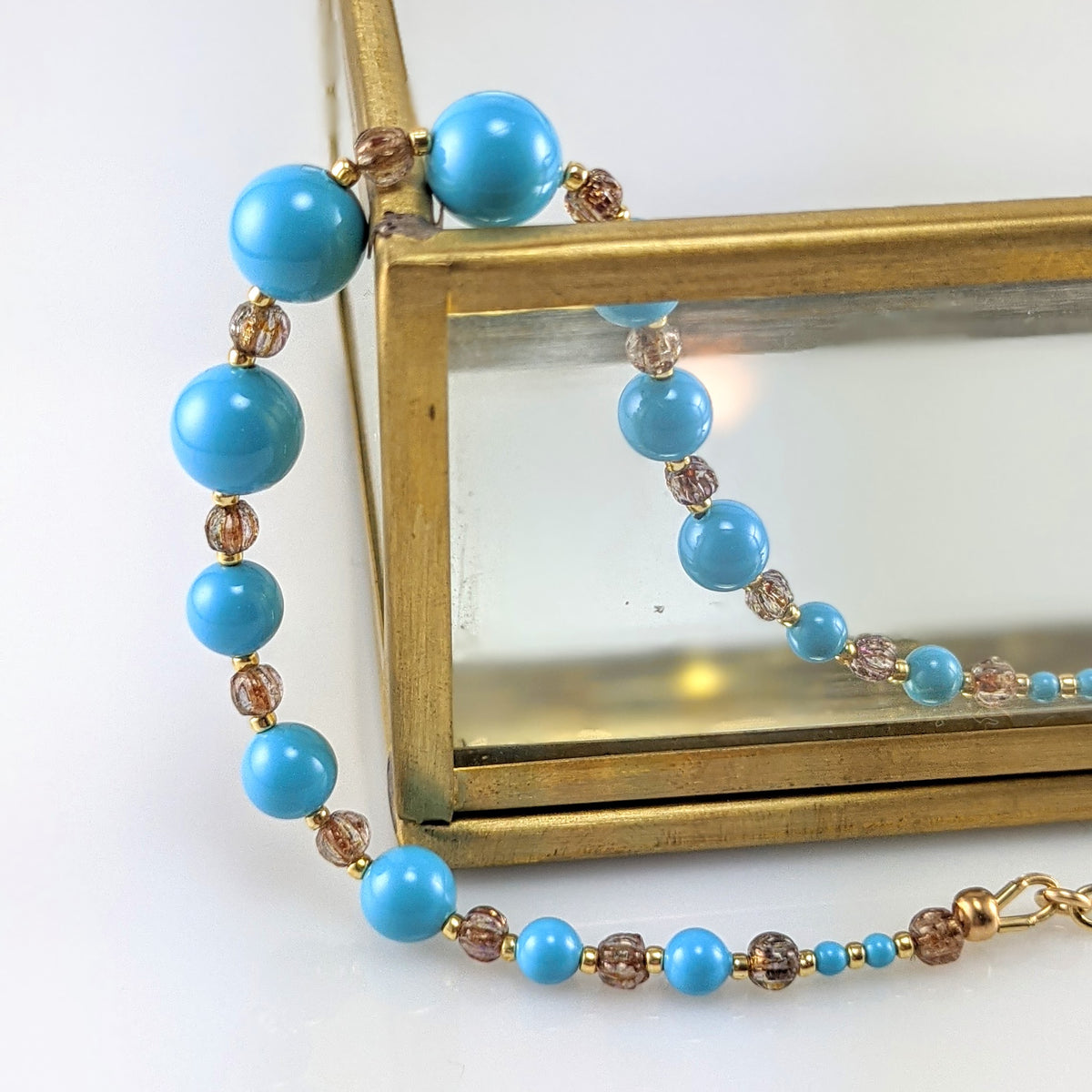 Turquoise blue crystal pearl bracelet