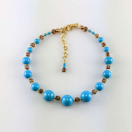 Turquoise blue crystal pearl bracelet