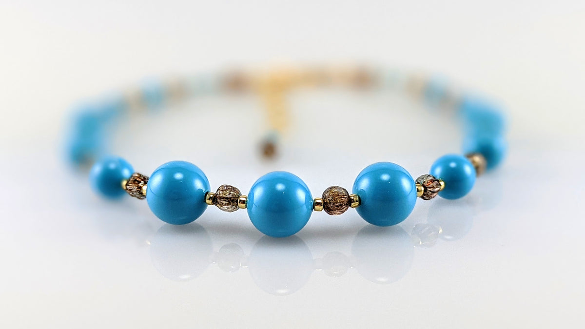 Turquoise blue crystal pearl bracelet