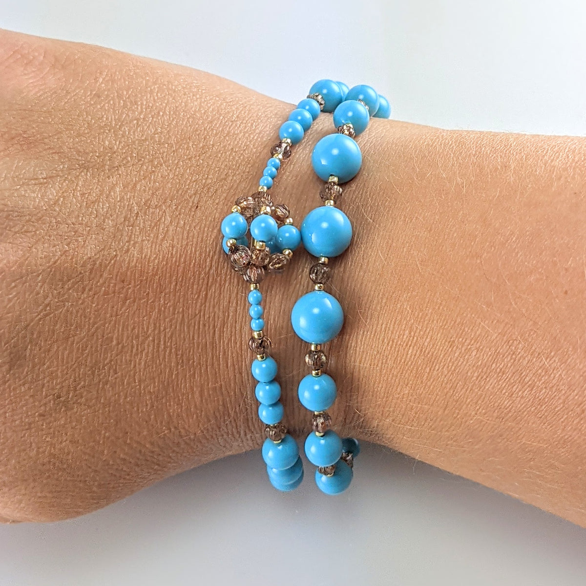 Turquoise blue crystal pearl bracelet