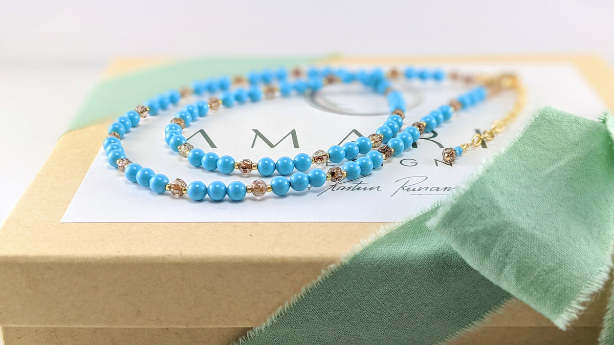 Turquoise blue crystal blue necklace