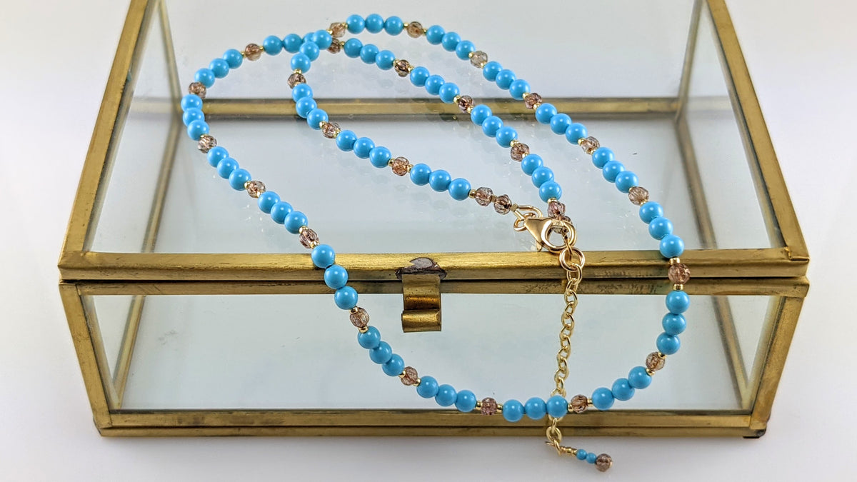 Turquoise blue crystal blue necklace