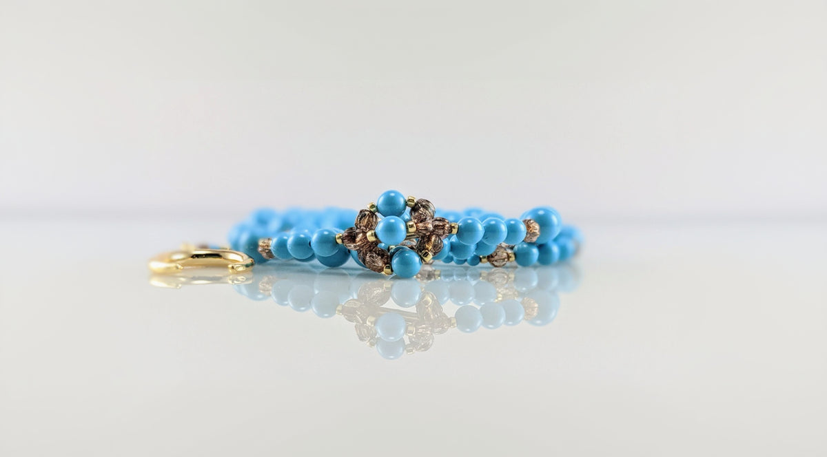 Turquoise blue crystal pearl necklace